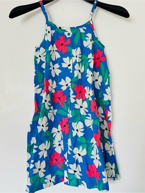 NEW Hanna Andersson Girls Print Woven Summer Floral Dress Size 10 / 140cm Blue